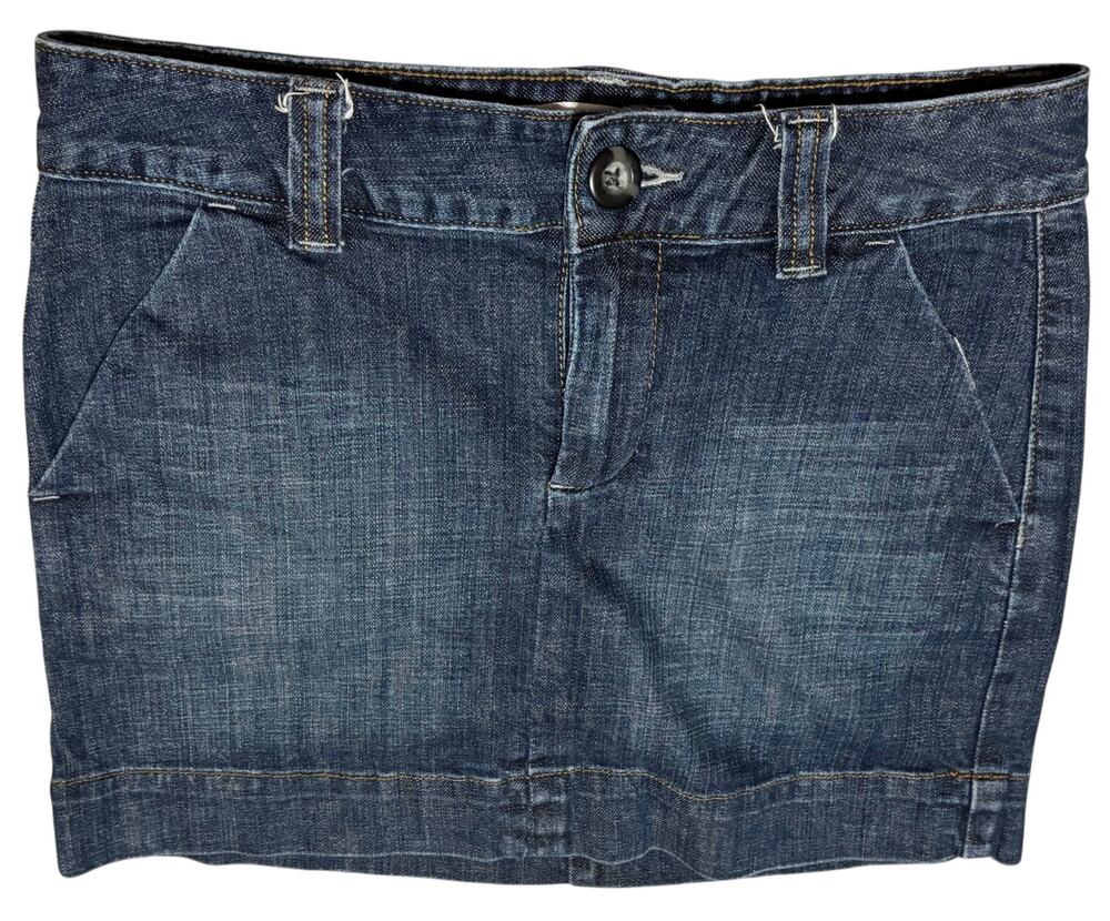 Gap Jeans Denim Mini Skirt Low-Rise Front Slash Pockets and Belt Loops Sz 2 EUC